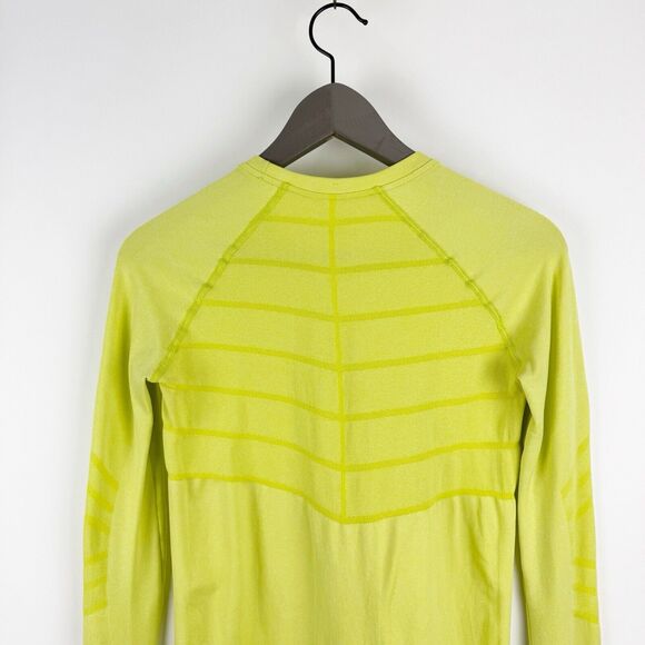 Oiselle Birds Of A Feather Top Size Small Long Sleeve Active Seamless Lime Green - Picture 5 of 12